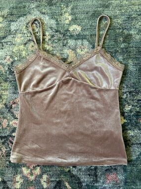 Aeropostale Rose Velvet Lace Trim Cami Tank Top - Small Like New